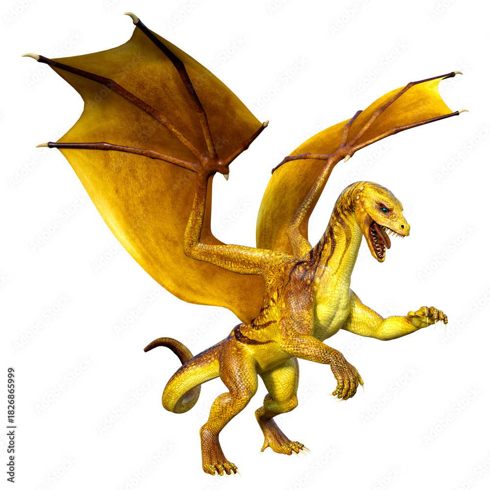Fototapeta premium 3D Rendering Fairy Tale Dragon on White