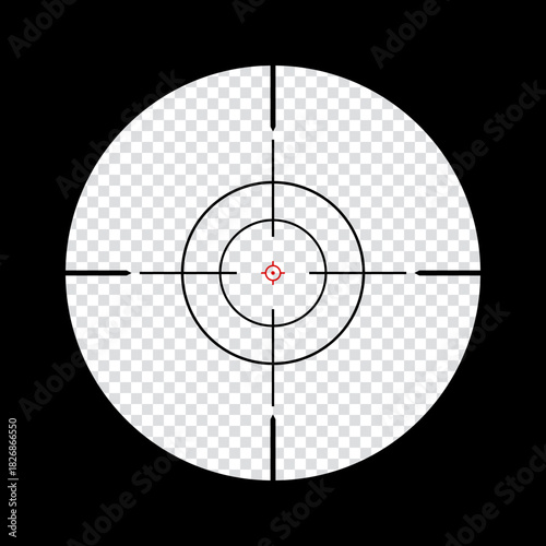 Sniper scope crosshairs view. sniper sight with measurement marks. sniper scope template isolated on transparent background. rifle optical sight