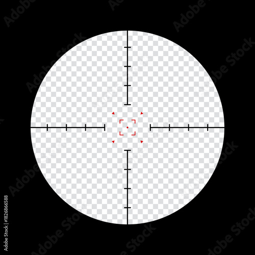Sniper scope crosshairs view. sniper sight with measurement marks. sniper scope template isolated on transparent background. rifle optical sight