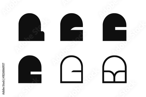 Minimalist Logo Variations. Minimalist designs with bold typography. Icon set. Set Logo of minimalist designs with bold typography: Sans-serif bold wordmark