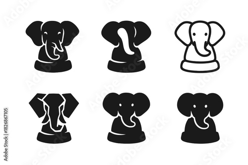 Sculpting Animal Logos. Sculpting clay into an animal figure. Icon set. Set Logo of Sculpting clay into an animal figure: miniature elephant bust. harmonious