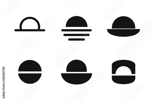 Horizon Logo Variations. Expanse. Icon set. Set Logo of endless horizon. harmonious logo variations of the same emblematic concept (Minimal outline, Negative