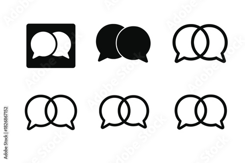 Public Speaking Logos. Public speaking classes and debate competitions. Icon set. Set Logo of Public speaking classes and debate competitions: interlocking