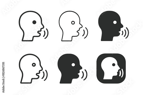 AI Assistant Logos. Personal AI assistants. Icon set. Set Logo of personal AI assistants: voice interaction. harmonious logo variations of the same emblematic