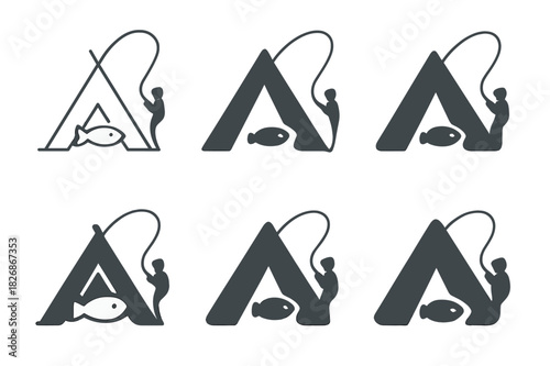 Outdoor Adventure Icons. Outdoor Adventure. Solid icon set of tent, campfire, backpack, hiking boots, map, compass, lantern, sleeping bag, tree, canoe, hat,