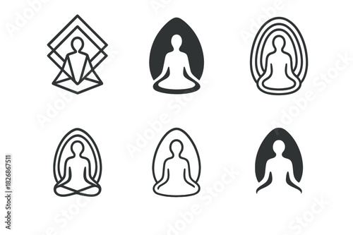 Somatic Therapy Logos. Somatic therapy. Icon set. Set Logo of somatic therapy: meditative body aura. harmonious logo variations of the same emblematic concept,