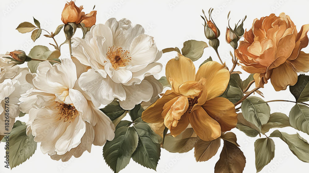 custom made wallpaper toronto digitalwatercolor botanical rose flowers texture template background.Elegant wedding invitation card background . Minimal hand painted Design for wedding or Valentine's Day