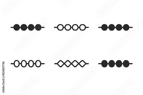 Educational Toys Logos. Educational toys. Icon set. Set Logo of Educational toys: counting beads on string. harmonious logo variations of the same emblematic