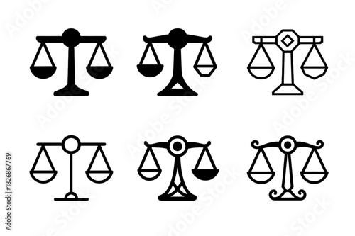 Harmony in Destiny. Destiny and fate. Icon set. Set Logo of destiny and fate: scales of karma. harmonious logo variations of the same emblematic concept, each