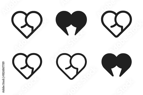 Youth Friendship Icons. Young people participating in social activities and friendships. Icon set. Set Logo of Young people participating in social activities