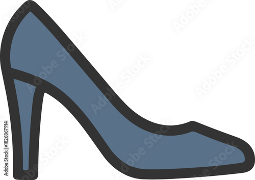 Flat vector of blue stiletto high heel