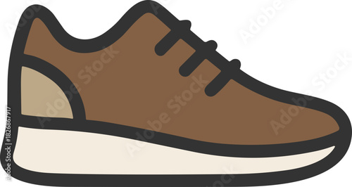 Flat icon of brown sport sneaker shoe
