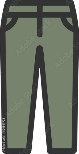 Flat icon of green casual pants