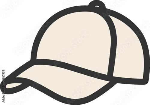 Flat icon of white baseball cap