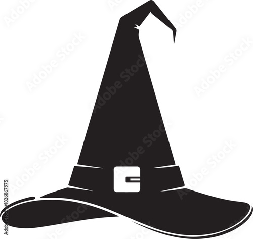 Witch hat silhouette icon vector illustration
