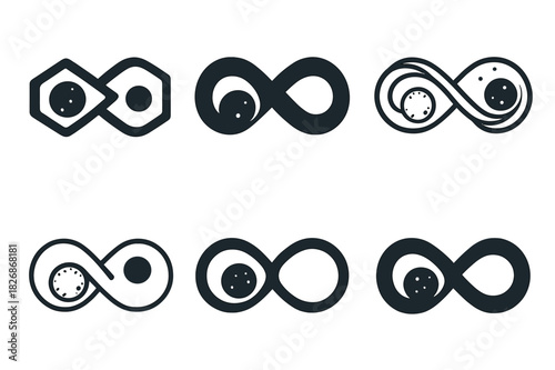 Multiverse Exploration Icons. Exploring parallel universes and the multiverse. Icon set. Set Logo of exploring parallel universes and the multiverse: Infinity
