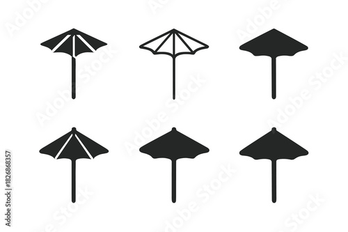 Cocktail Icon Variations. Cocktail culture. Icon set. Set Logo of Cocktail culture: Cocktail umbrella. harmonious logo variations of the same emblematic