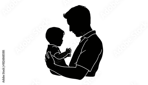 Father holding baby silhouette vector illustration design