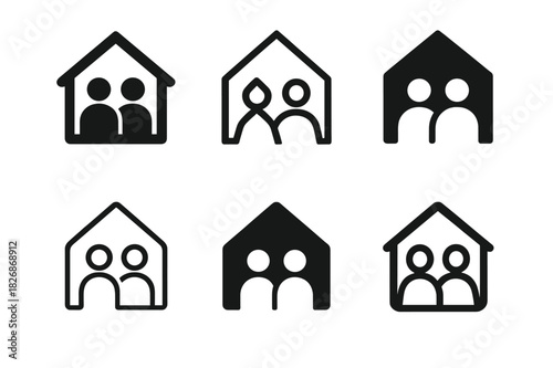 Human Rights Logos. Human rights. Icon set. Set Logo of Human rights: shelter house protecting people. harmonious logo variations of the same emblematic