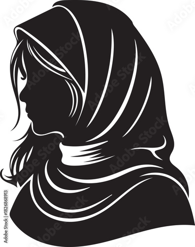 Profile of veiled woman vector illustration