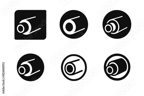 Pipe Insulation Icons. Pipe Insulation Materials. Icon set. Set Logo of industrial insulation: foam-wrapped steel pipe. harmonious logo variations of the same
