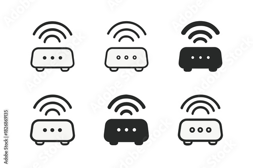 Sleep Wellness Icons. Sleep wellness. Icon set. Set Logo of Sleep wellness: white noise machine with wave rings. harmonious logo variations of the same