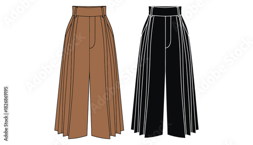 Shop pleated culottes pants fashion wide leg trousers online