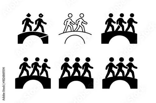 Social Change Emblem Set. Community leaders and activists working toward social change. Icon set. Set Logo of Community leaders and activists working toward