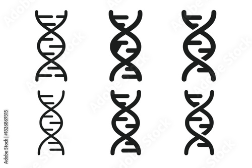 Biodiversity Loss Icons. biodiversity loss. Icon set. Set Logo of biodiversity loss: DNA helix with missing rungs. harmonious logo variations of the same