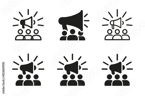 Social Change Icon Set. Community leaders and activists working toward social change. Icon set. Set Logo of Community leaders and activists working toward