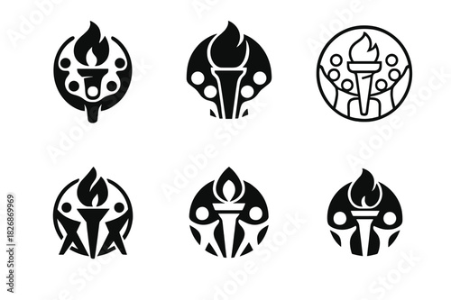 Activist Icon Emblems. Community leaders and activists working toward social change. Icon set. Set Logo of Community leaders and activists working toward