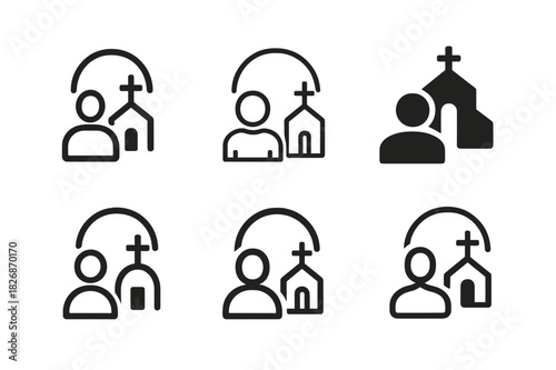 Religion Identity Icons. The relationship between religion and personal identity. Icon set. Set Logo of The relationship between religion and