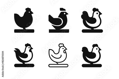 Chicken Coop Logos. Chicken Coop. Icon set. Set Logo of Chicken Coop: roosting bar. harmonious logo variations of the same emblematic concept, each with