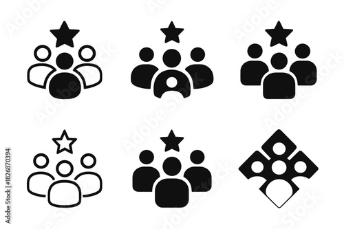 Diverse Team Logos. Building and leading diverse teams in business. Icon set. Set Logo of Building and leading diverse teams in business: inclusive leadership