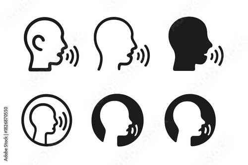 AI Assistant Logos. Personal AI assistants. Icon set. Set Logo of personal AI assistants: voice interaction. harmonious logo variations of the same emblematic