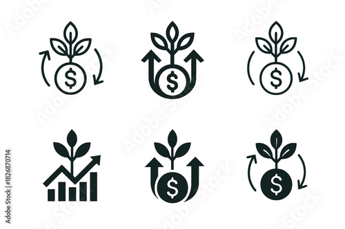 Economic Growth Icons. Developing countries? economic growth. Icon set. Set Logo of Developing countries? economic growth: remittance transfer