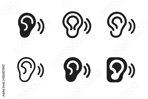 Emotional Intelligence Icons. Emotional intelligence leadership. Icon set. Set Logo of Emotional intelligence leadership: active listening ear with dialogue