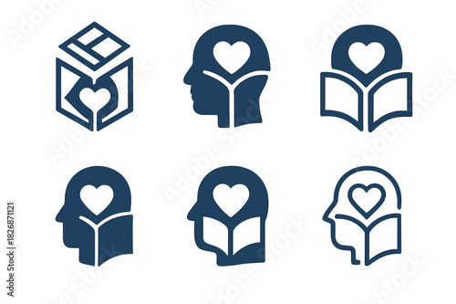 Mental Health Icons. Mental health support for students and young adults. Icon set. Set Logo of Mental health support for students and young adults: campus