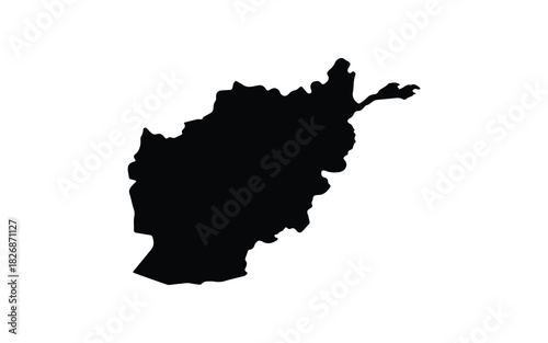 Afghanistan map silhouette on white background, geographical outline