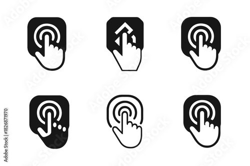Haptic Icon Variations. Haptic communication. Icon set. Set Logo of haptic interaction: tactile sensor pad. harmonious logo variations of the same emblematic