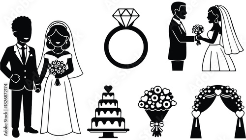 Wedding clip art vector illustration marriage ceremony design