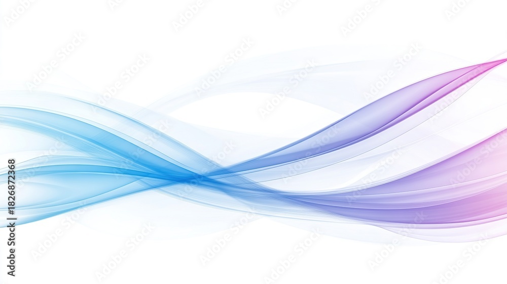 Fototapeta premium Abstract blue and purple flowing wave strands crossing gracefully across light