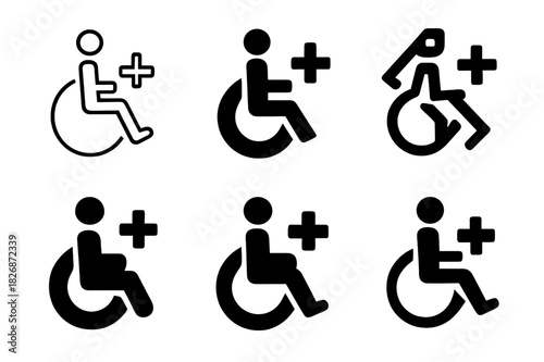Accessible Medical Icons. accessible medical icons set. Icon set. Set Logo of accessible medical icons set: universal healthcare symbol. harmonious logo