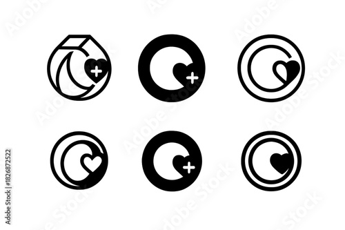 Wearable Health Icons. wearable health devices. Icon set. Set Logo of wearable health devices: smart ring. harmonious logo variations of the same emblematic
