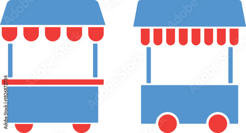 Street Food Kiosk Icons. Market vendor symbols. Quick service and local cuisine signs. Market vendor symbols
