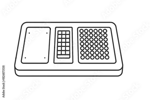 Generic electronic device interface with keypad, display screen, and circular controls