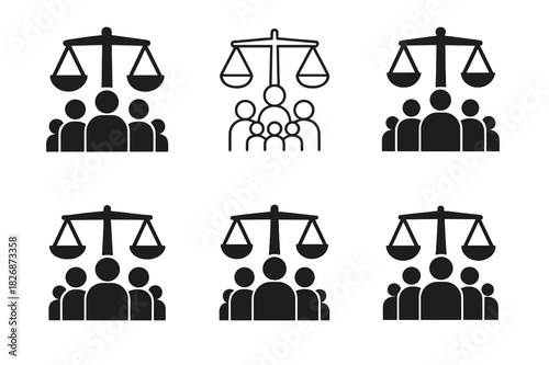 Social Change Icons. Community leaders and activists working toward social change. Icon set. Set Logo of Community leaders and activists working toward social