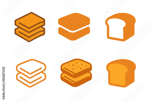 Fresh Bread Logos. fresh bread. Icon set. Set Logo of fresh bread: sandwich bread slices. harmonious logo variations of the same emblematic concept, each with