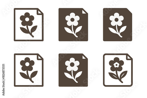 Mother's Day Icon Set. Mother?s Day flower arrangements and gifts. Icon set. Set Logo of Mother?s Day flower arrangements and gifts: greeting card with pressed
