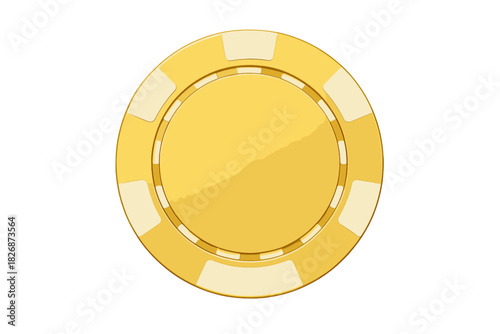 Blank yellow casino chip with white accents symbolizing wealth and success